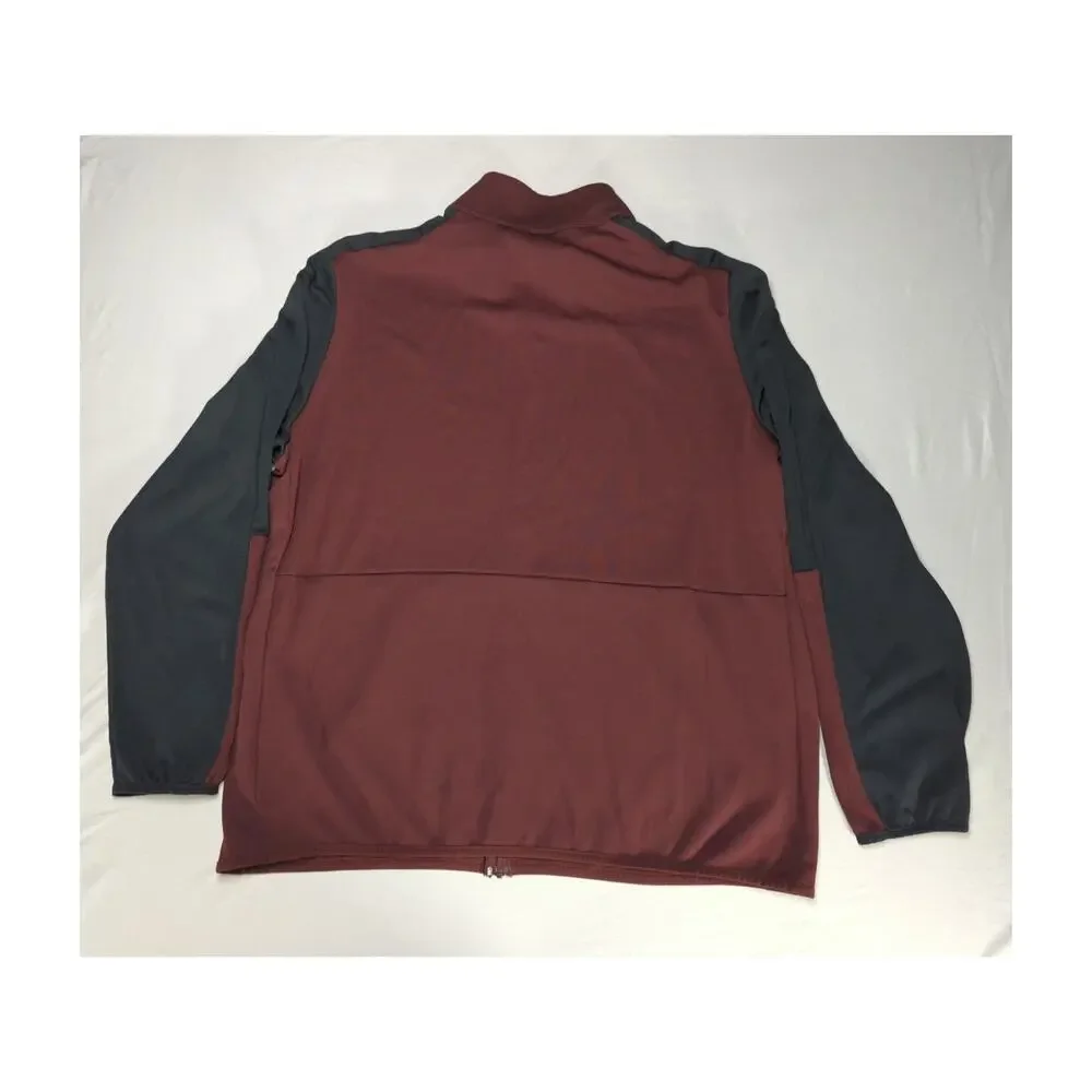 Nike Dri Fit Mens Full Zip Jacket Maroon Gray Standard Fit Training XL